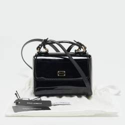 Dolce & Gabbana Black Patent Leather Micro Miss Sicily Crossbody Bag