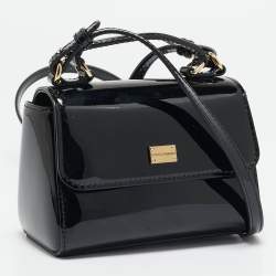 Dolce & Gabbana Black Patent Leather Micro Miss Sicily Crossbody Bag