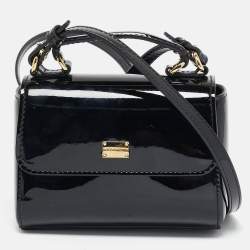Dolce & Gabbana Black Patent Leather Micro Miss Sicily Crossbody Bag