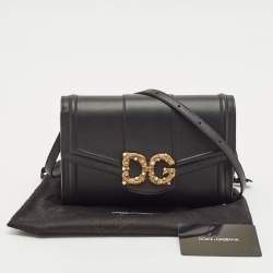 Dolce & Gabbana Black Leather DG Amore Clutch Bag