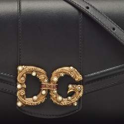 Dolce & Gabbana Black Leather DG Amore Clutch Bag