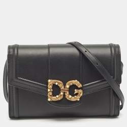 Dolce & Gabbana Black Leather DG Amore Clutch Bag
