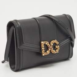 Dolce & Gabbana Black Leather DG Amore Clutch Bag
