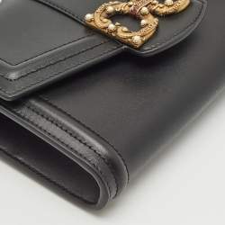 Dolce & Gabbana Black Leather DG Amore Clutch Bag