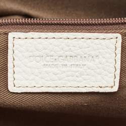 Dolce & Gabbana White/Brown Leopard Print Fabric and Leather Satchel