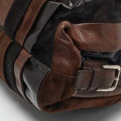 Dolce & Gabbana Two Tone Brown Calf Hair and Mix Leather Miss Urbanette Satchel