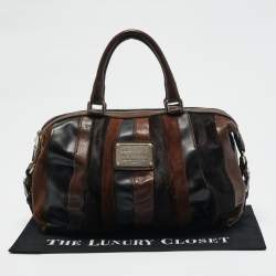 Dolce & Gabbana Two Tone Brown Calf Hair and Mix Leather Miss Urbanette Satchel