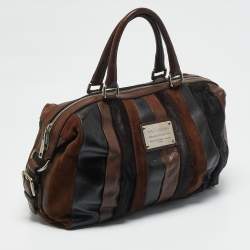 Dolce & Gabbana Two Tone Brown Calf Hair and Mix Leather Miss Urbanette Satchel