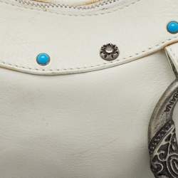 Dolce & Gabbana White Leather Studded Shoulder Bag