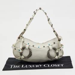 Dolce & Gabbana White Leather Studded Shoulder Bag