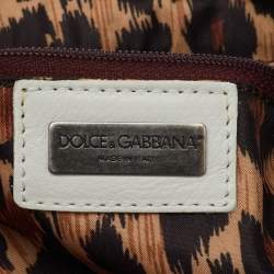 Dolce & Gabbana White Leather Studded Shoulder Bag