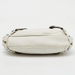 Dolce & Gabbana White Leather Studded Shoulder Bag