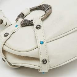 Dolce & Gabbana White Leather Studded Shoulder Bag