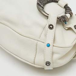 Dolce & Gabbana White Leather Studded Shoulder Bag