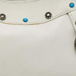 Dolce & Gabbana White Leather Studded Shoulder Bag