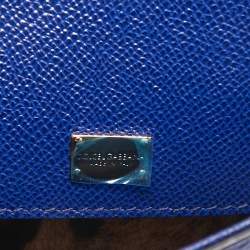 Pre Owned Dolce & Gabbana Blue Leather Small Miss Sicily Top Handle Bag