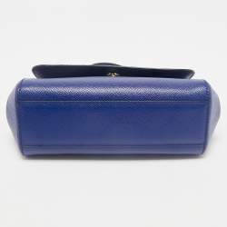 Pre Owned Dolce & Gabbana Blue Leather Small Miss Sicily Top Handle Bag