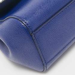 Pre Owned Dolce & Gabbana Blue Leather Small Miss Sicily Top Handle Bag