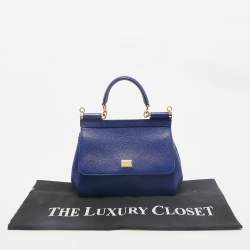 Pre Owned Dolce & Gabbana Blue Leather Small Miss Sicily Top Handle Bag