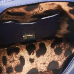 Pre Owned Dolce & Gabbana Blue Leather Small Miss Sicily Top Handle Bag