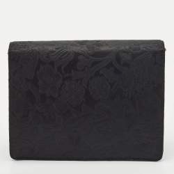 Pre Owned Dolce & Gabbana Black Jacquard Fabric and Snakeskin Embellished Lucia Shoulder Bag