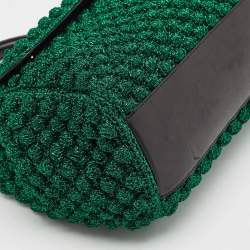 Dolce & Gabbana Metallic Green Crochet Lurex Fabric Large Miss Sicily Top Handle Bag