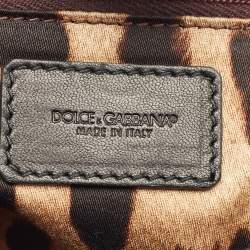 Dolce & Gabbana Metallic Green Crochet Lurex Fabric Large Miss Sicily Top Handle Bag