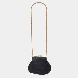 Dolce & Gabbana Black Velvet Crystal Embellished Miss Sicily Clutch