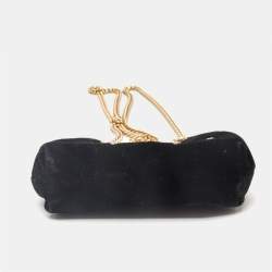 Dolce & Gabbana Black Velvet Crystal Embellished Miss Sicily Clutch