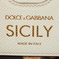 Pre Owned Dolce & Gabbana White Leather Medium Miss Sicily Top Handle Bag