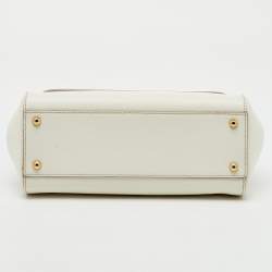 Pre Owned Dolce & Gabbana White Leather Medium Miss Sicily Top Handle Bag