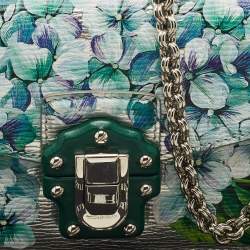 Dolce & Gabbana Silver Floral Print Leather Lucia Wallet on Chain