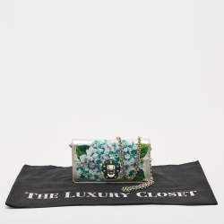 Dolce & Gabbana Silver Floral Print Leather Lucia Wallet on Chain