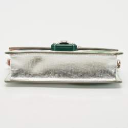 Dolce & Gabbana Silver Floral Print Leather Lucia Wallet on Chain