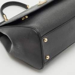 Pre Owned Dolce & Gabbana Black Leather Medium Miss Sicily Top Handle Bag