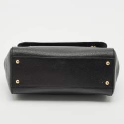 Pre Owned Dolce & Gabbana Black Leather Medium Miss Sicily Top Handle Bag