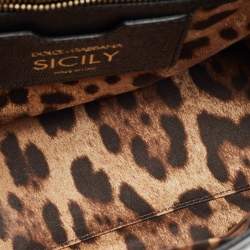 Pre Owned Dolce & Gabbana Black Leather Medium Miss Sicily Top Handle Bag