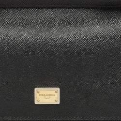 Pre Owned Dolce & Gabbana Black Leather Medium Miss Sicily Top Handle Bag