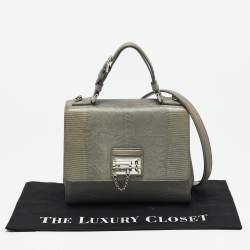 Dolce & Gabbana Grey Lizard Embossed Leather Medium Miss Monica Top Handle Bag