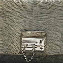 Dolce & Gabbana Grey Lizard Embossed Leather Medium Miss Monica Top Handle Bag