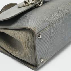 Dolce & Gabbana Grey Lizard Embossed Leather Medium Miss Monica Top Handle Bag