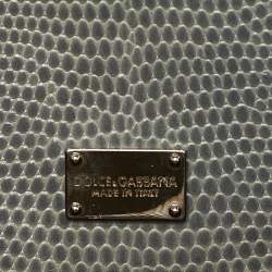 Dolce & Gabbana Grey Lizard Embossed Leather Medium Miss Monica Top Handle Bag
