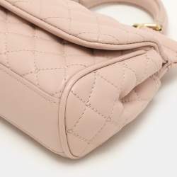 Pre Owned Dolce & Gabbana Nude Pink Quilted Leather Mini Miss Sicily Top Handle Bag
