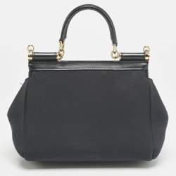 Dolce & Gabbana Black Neoprene Small Miss Sicily Top Handle Bag