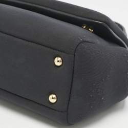 Dolce & Gabbana Black Neoprene Small Miss Sicily Top Handle Bag