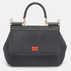 Dolce & Gabbana Black Neoprene Small Miss Sicily Top Handle Bag