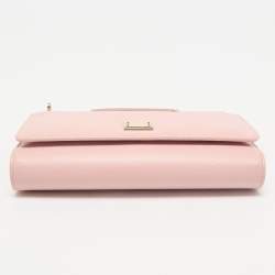 Pre Owned Dolce & Gabbana Light Pink Leather Miss Sicily Von Wallet On Chain