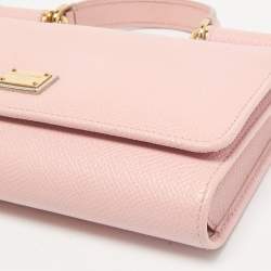 Pre Owned Dolce & Gabbana Light Pink Leather Miss Sicily Von Wallet On Chain
