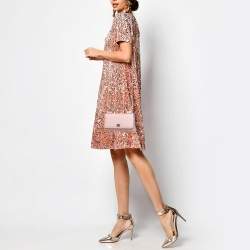 Pre Owned Dolce & Gabbana Light Pink Leather Miss Sicily Von Wallet On Chain