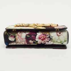 Dolce & Gabbana Multicolor Floral Satin and Leather Small DG Girls Shoulder Bag